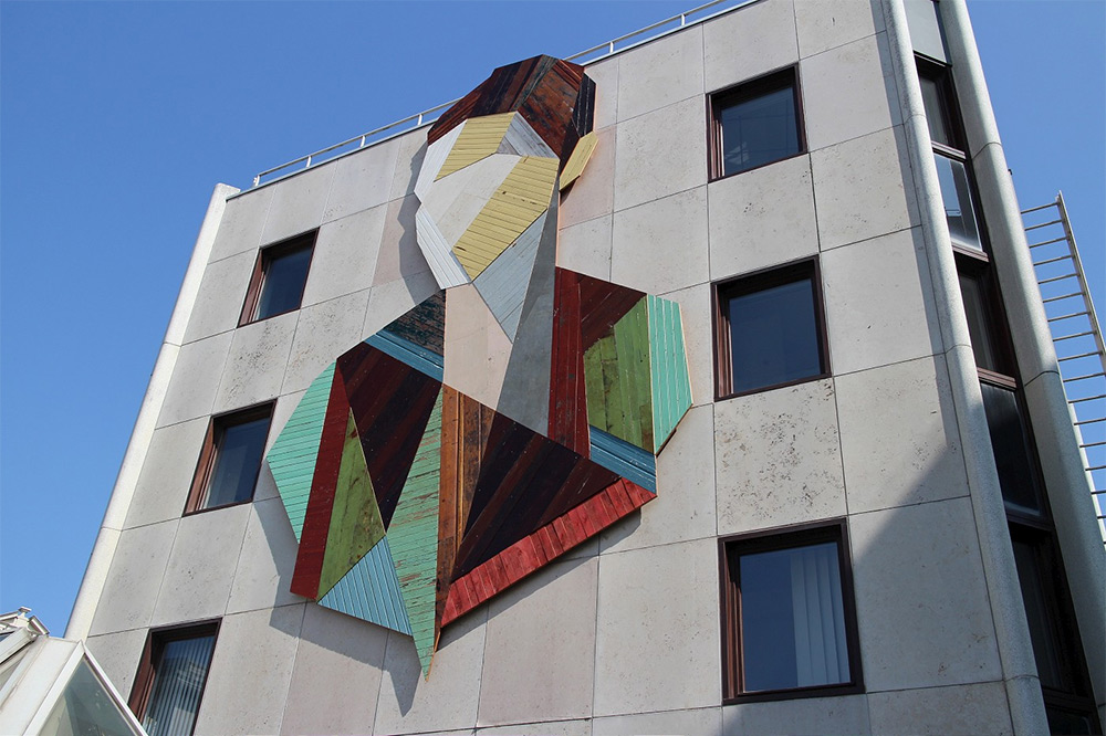 Strook Geometric Murals Of Figure Collages Made Of Old Doors And Pieces Of Furniture By Stefaan De Croock 3