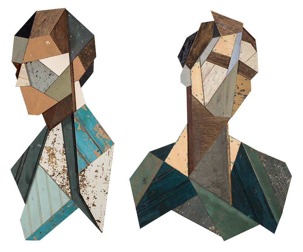 Strook Geometric Murals Of Figure Collages Made Of Old Doors And Pieces Of Furniture By Stefaan De Croock 7