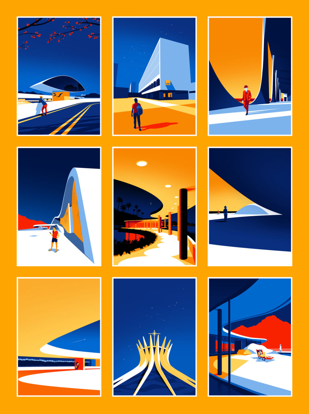 Utopia Architectural Illustration Series Featuring Oscar Niemeyers Design Lines By Levente Szabo 10