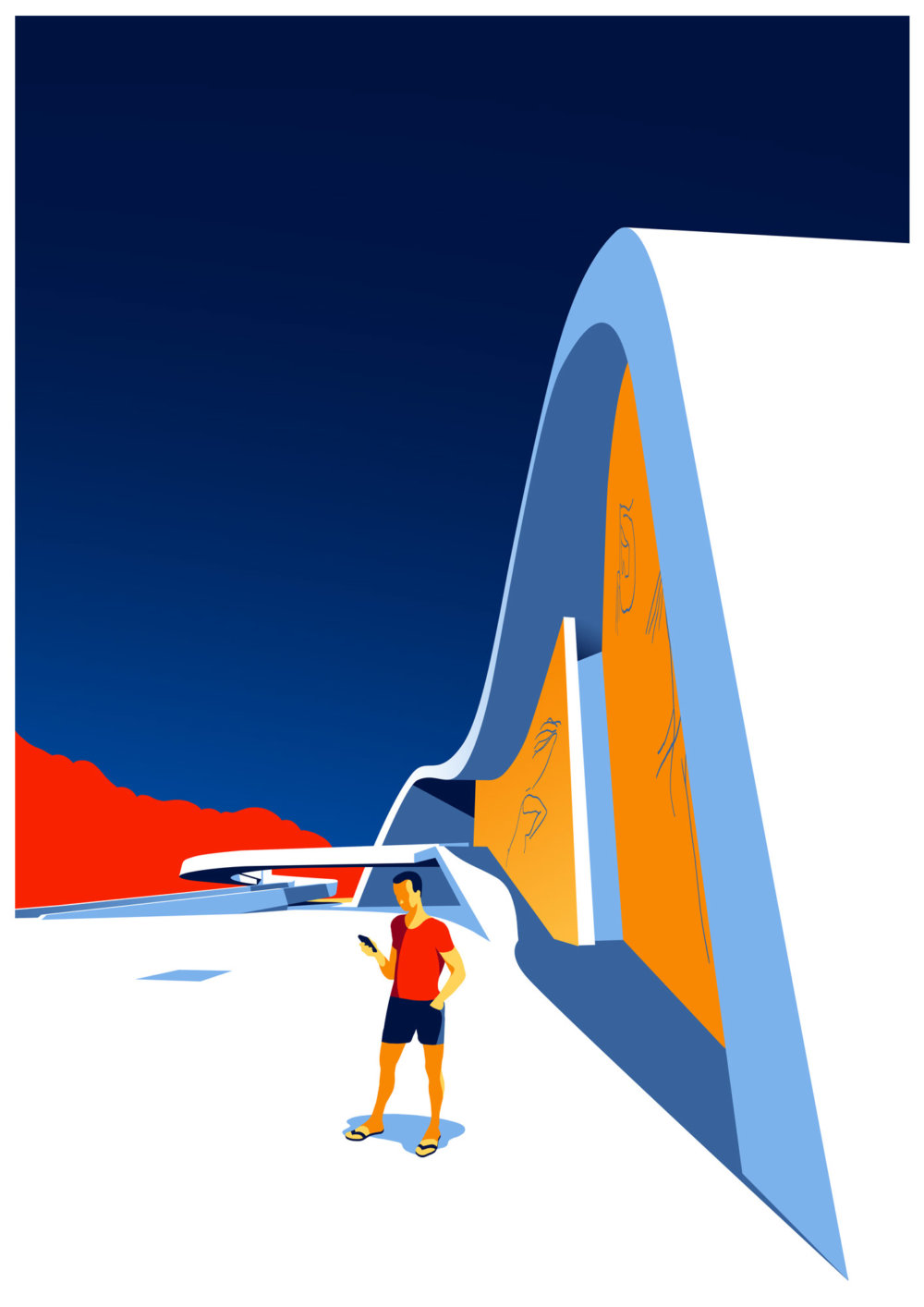 Utopia Architectural Illustration Series Featuring Oscar Niemeyers Design Lines By Levente Szabo 6