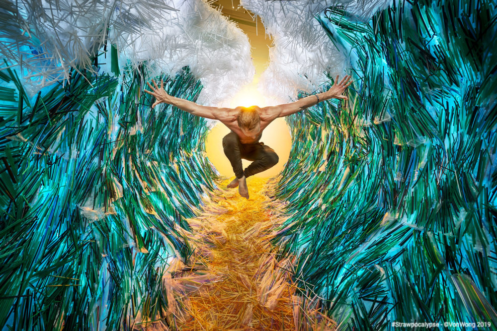 Huge Wave Sculptures Made Of Thousands Of Discarded Straws By Von Wong 01