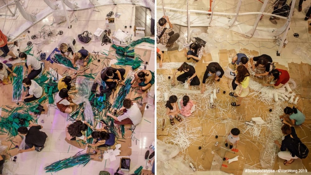 Huge Wave Sculptures Made Of Thousands Of Discarded Straws By Von Wong 05