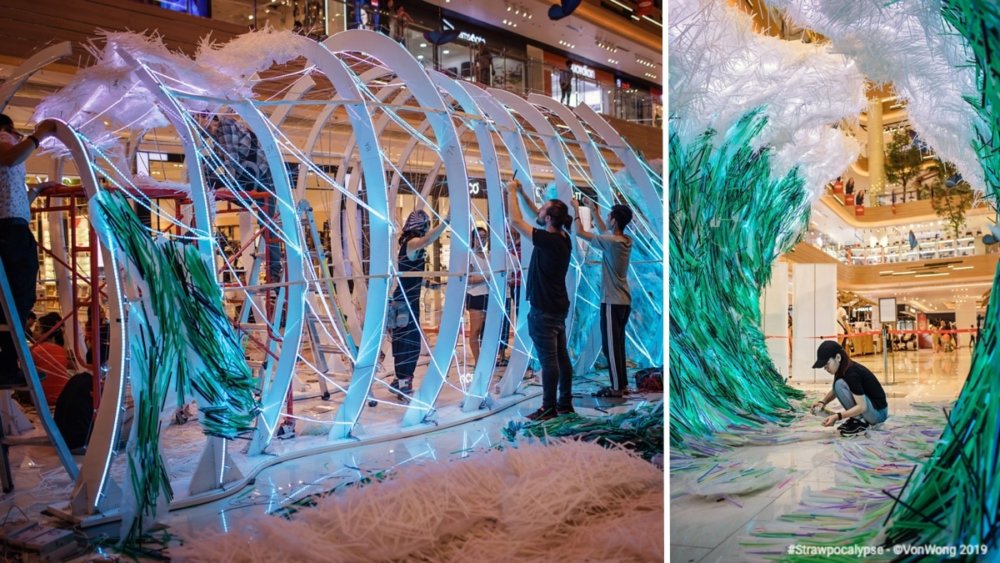 Huge Wave Sculptures Made Of Thousands Of Discarded Straws By Von Wong 06