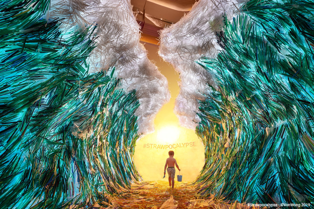 Huge Wave Sculptures Made Of Thousands Of Discarded Straws By Von Wong 08