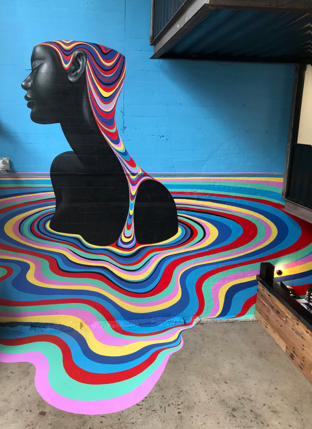 Murals Of Monochromatic Figures Pouring Colorful Fluids By Gina Kiel 1