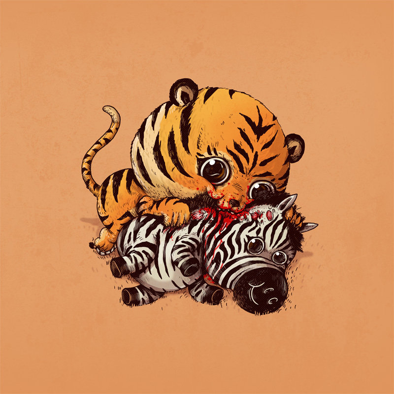 Adorable Circle Of Life Lovely And Disturbing Wild Animal Illustrations By Alex Solis 1