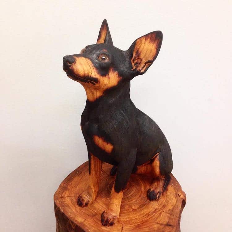 Animal Wood And Alabaster Stone Sculptures Painted With Charring By Gerard Mas 9