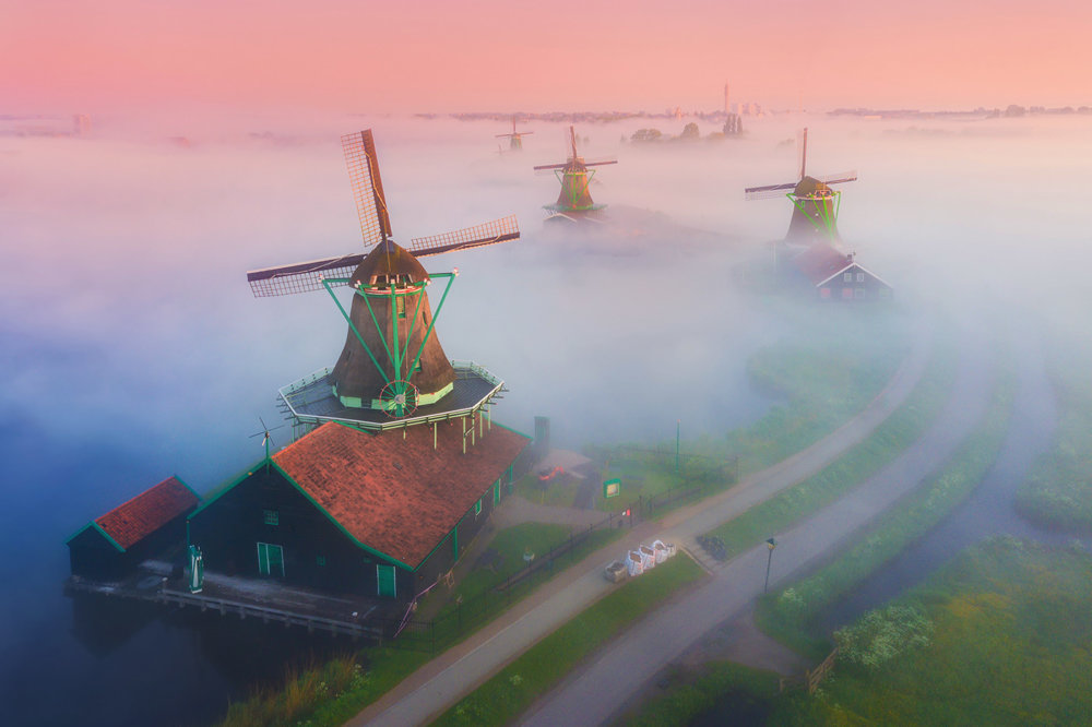 Magic Windmills Enchanting Dutch Landscapes In The Fog By Albert Dros 4