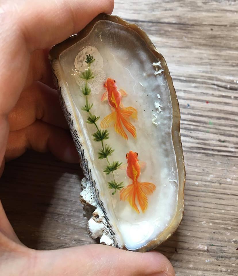 Paintings Of Mini Ponds In Shells By Nan Ma 11