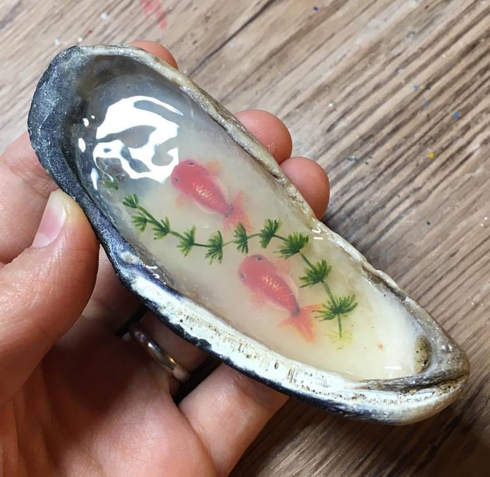 Paintings Of Mini Ponds In Shells By Nan Ma 12