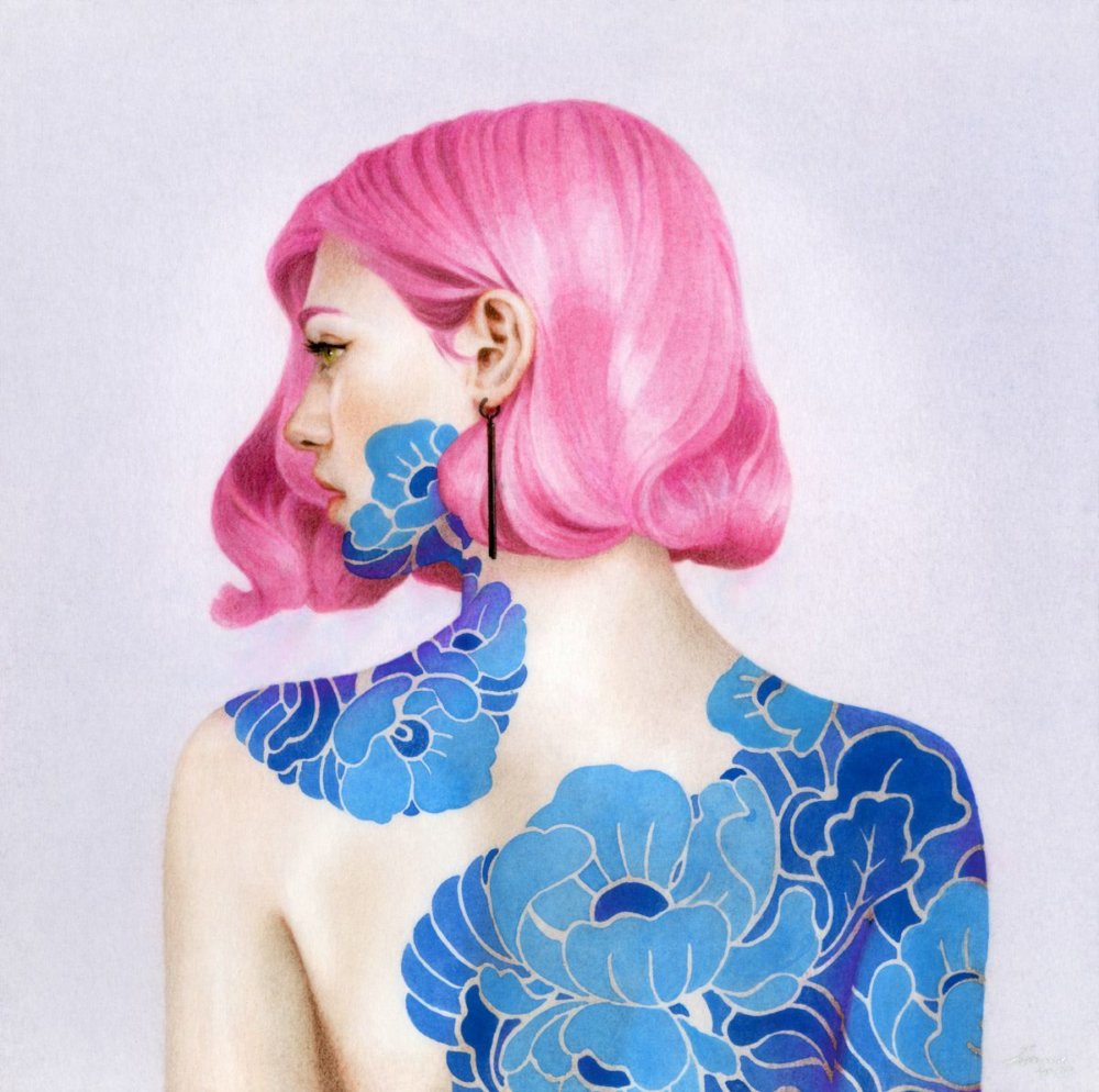 Surrealist Acrylic On Paper Paintings Of Pensive Women By Tran Nguyen 10