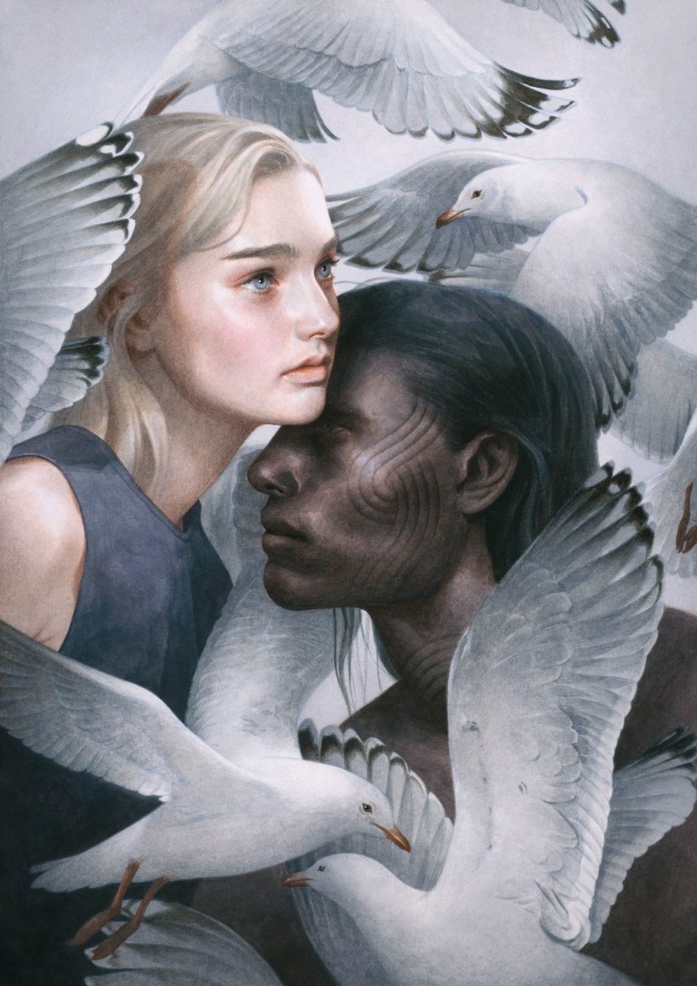 Surrealist Acrylic On Paper Paintings Of Pensive Women By Tran Nguyen 5