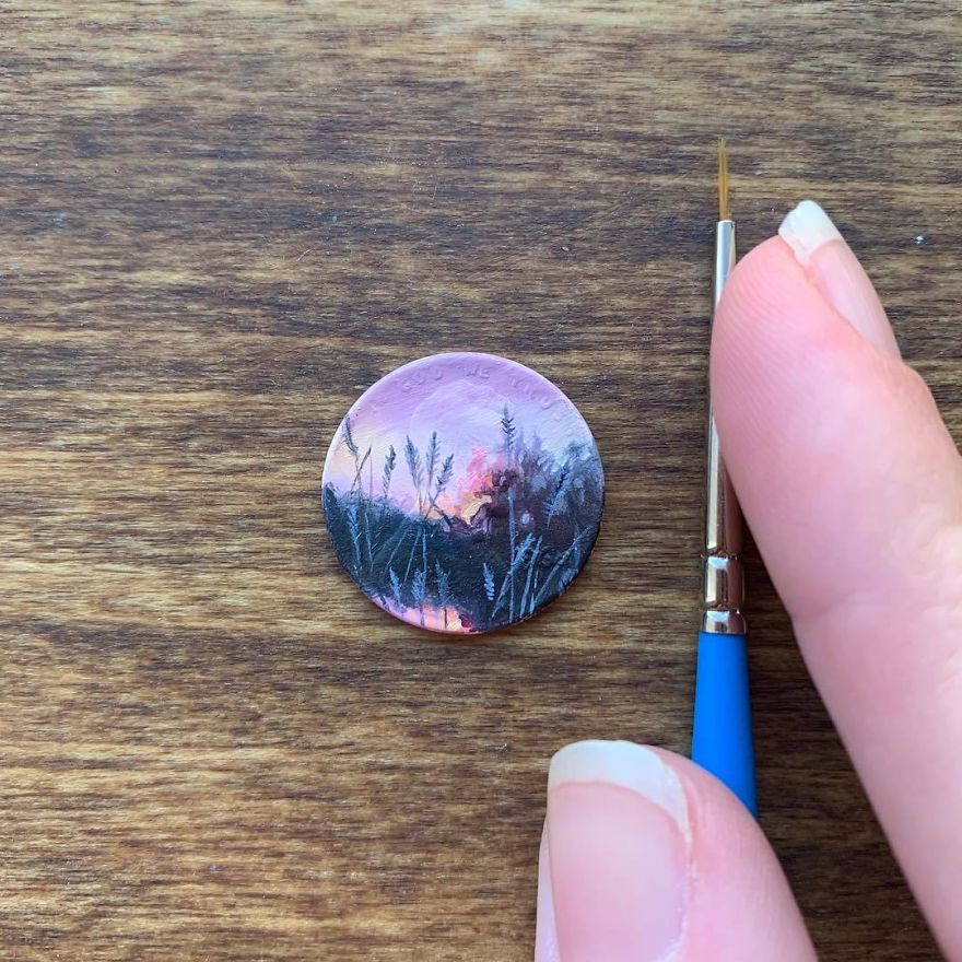 Artist Bryanna Marie Uses Coins As Canvasses For Tiny Paintings 5