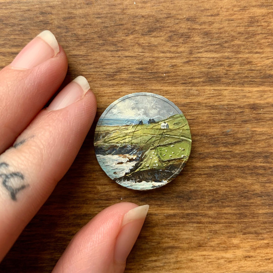 Artist Bryanna Marie Uses Coins As Canvasses For Tiny Paintings 7