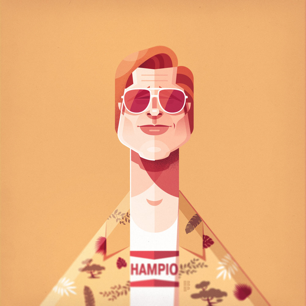 Brad Pitt - Smart vector cartoons of pop culture icons by Ricardo Polo