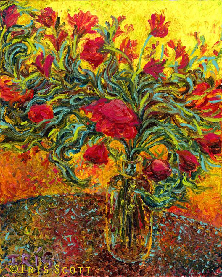 Colorful impressionistic oil paintings painted entirely with the fingers by Iris Scott 13