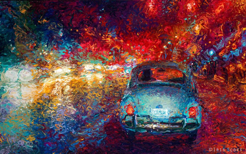 Colorful impressionistic oil paintings painted entirely with the fingers by Iris Scott 18