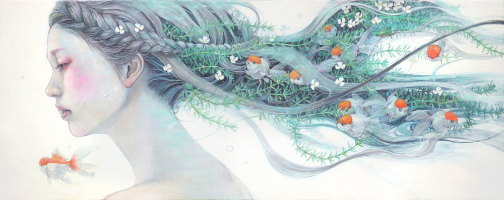 Detailed Oil Paintings Of Introspective Women Merged With Nature Elements By Miho Hirano 6
