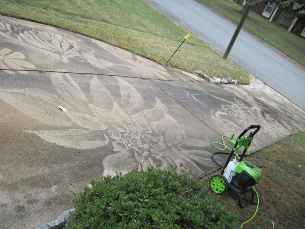 Gorgeous Figures Painted With A Power Washer On Dirty Driveways By Dianna Wood 5