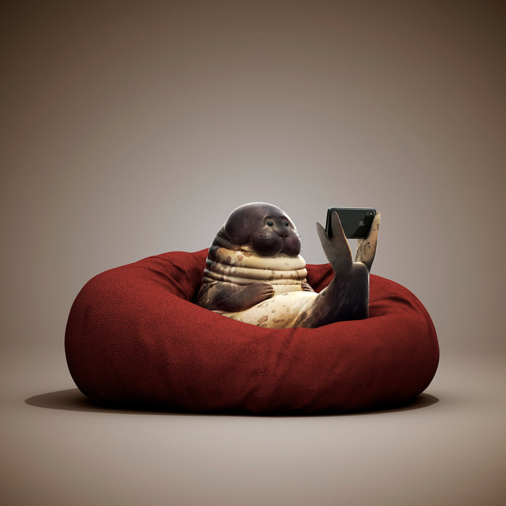 Lazy Things Funny Series Of Animals Immersed In Technology By Guodong Zhao 5