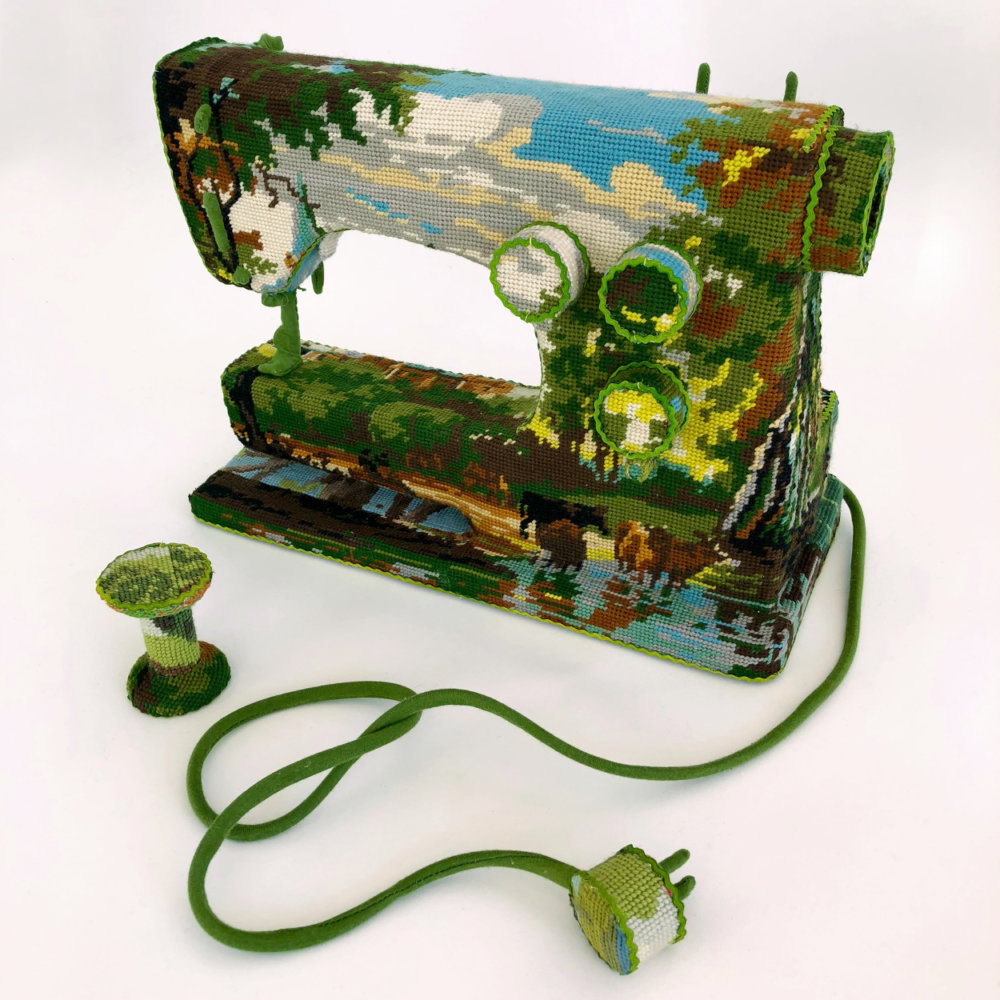 Obsolescence Domestic Objects Entirely Covered In Stamped Embroidery By Ulla Stina Wikander 3