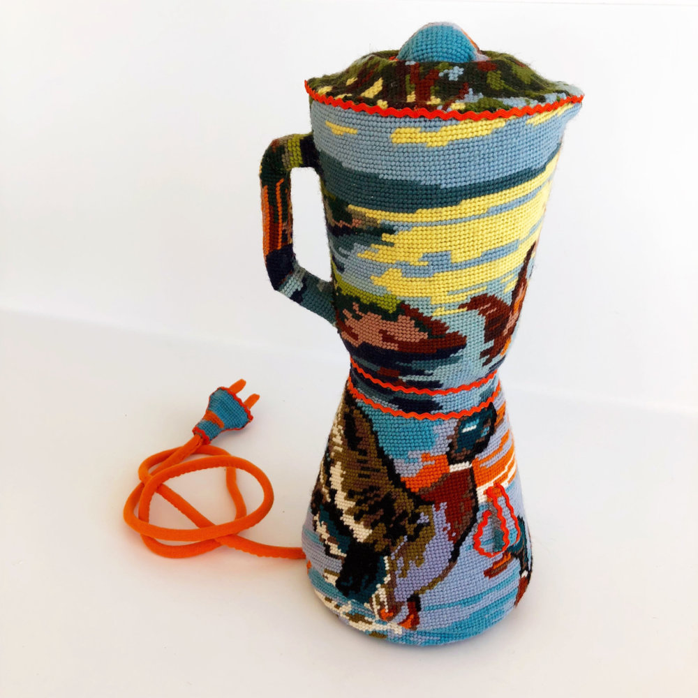 Obsolescence Domestic Objects Entirely Covered In Stamped Embroidery By Ulla Stina Wikander 6