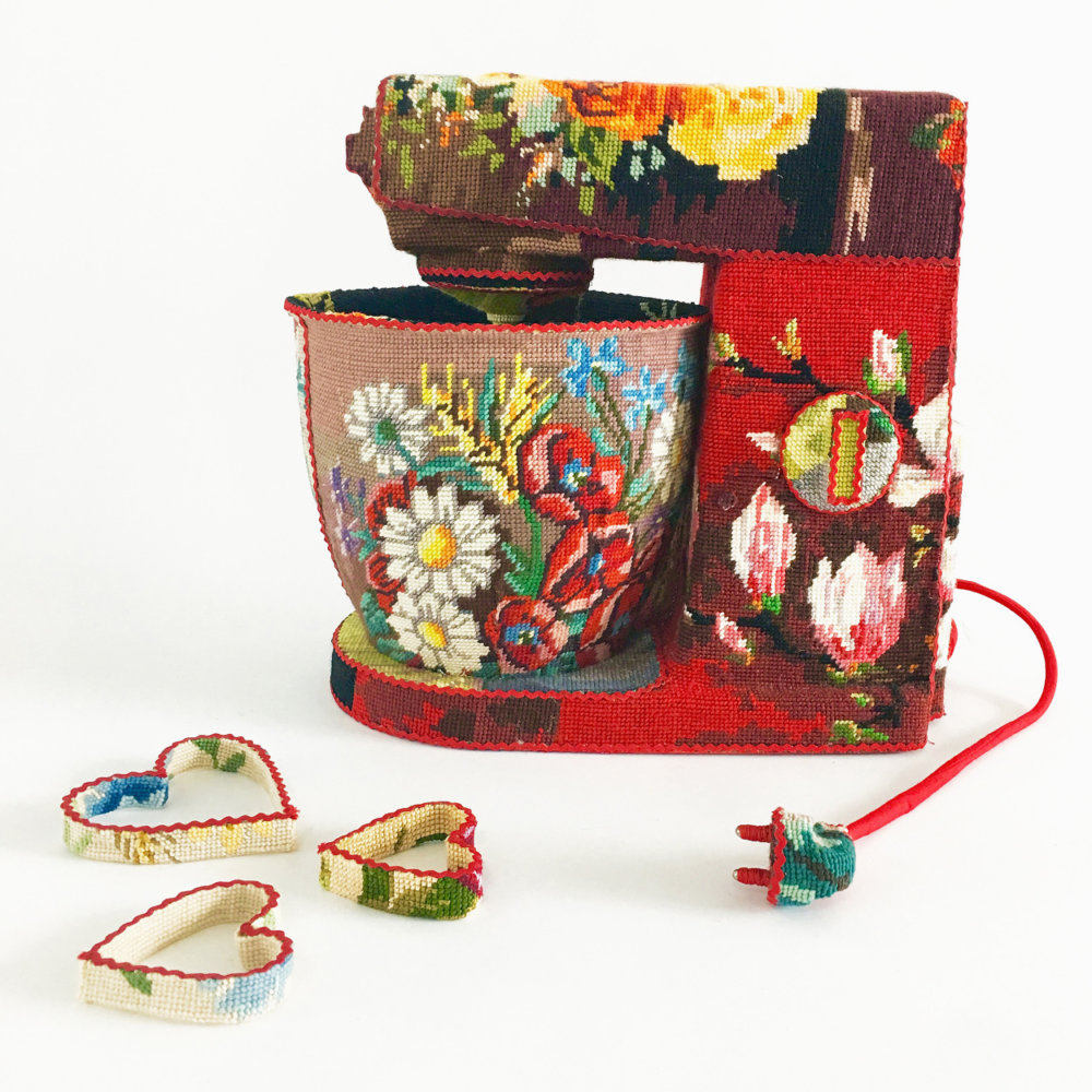 Obsolescence Domestic Objects Entirely Covered In Stamped Embroidery By Ulla Stina Wikander 7