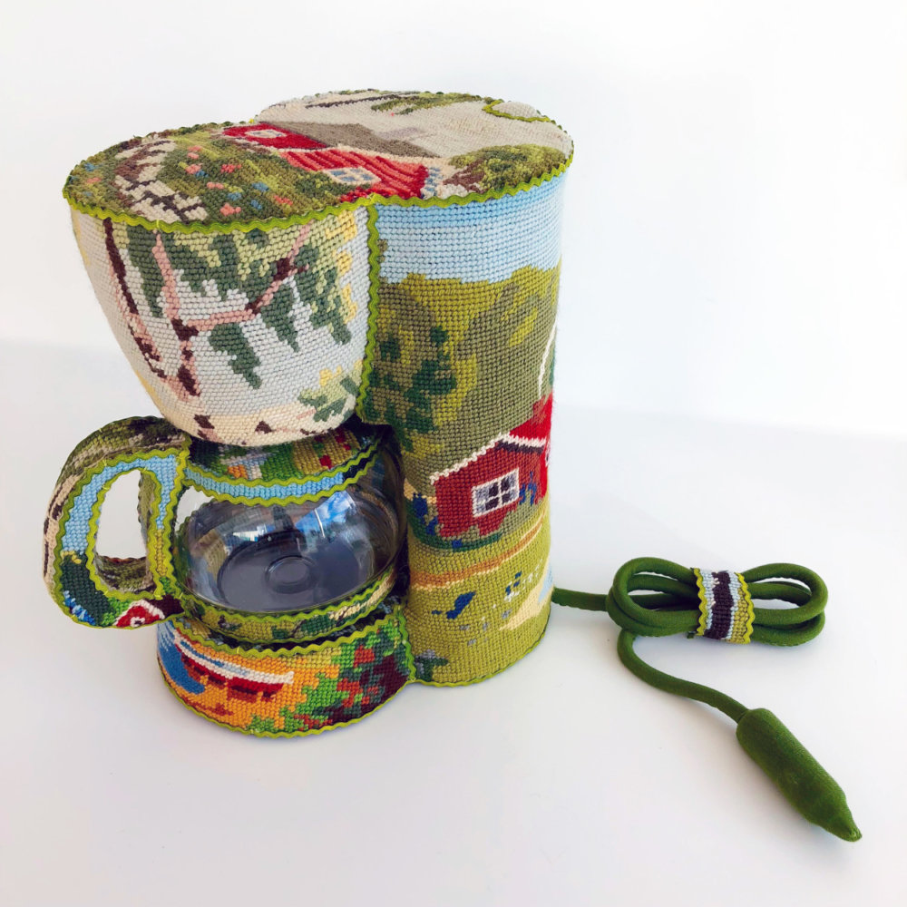 Obsolescence Domestic Objects Entirely Covered In Stamped Embroidery By Ulla Stina Wikander 8