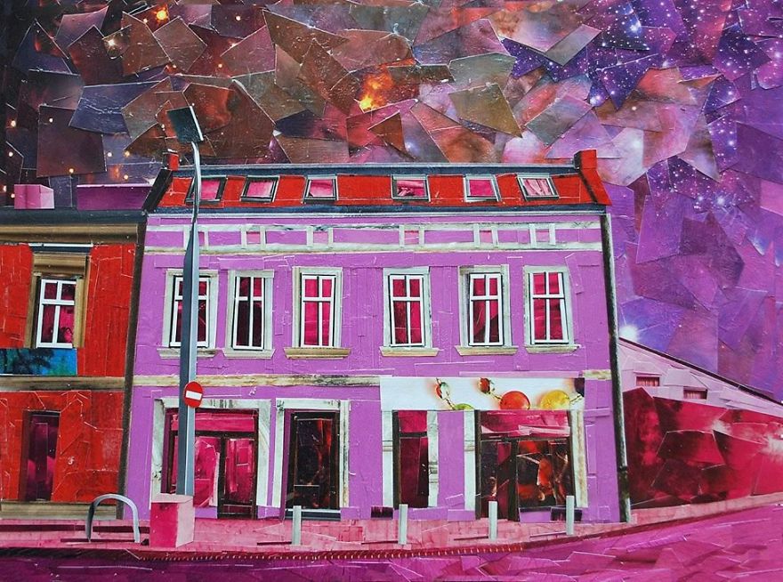Paper Collage Cityscapes That Look Like Oil Paintings By Albin Talik 13
