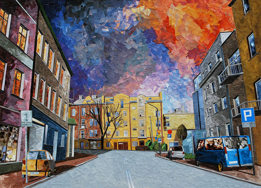 Paper Collage Cityscapes That Look Like Oil Paintings By Albin Talik 3