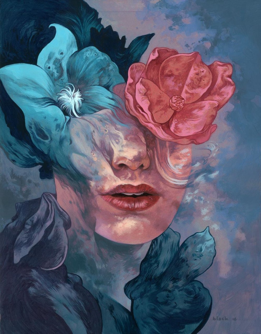 Dark girls: somber and surreal paintings by Steven Russell Black 3