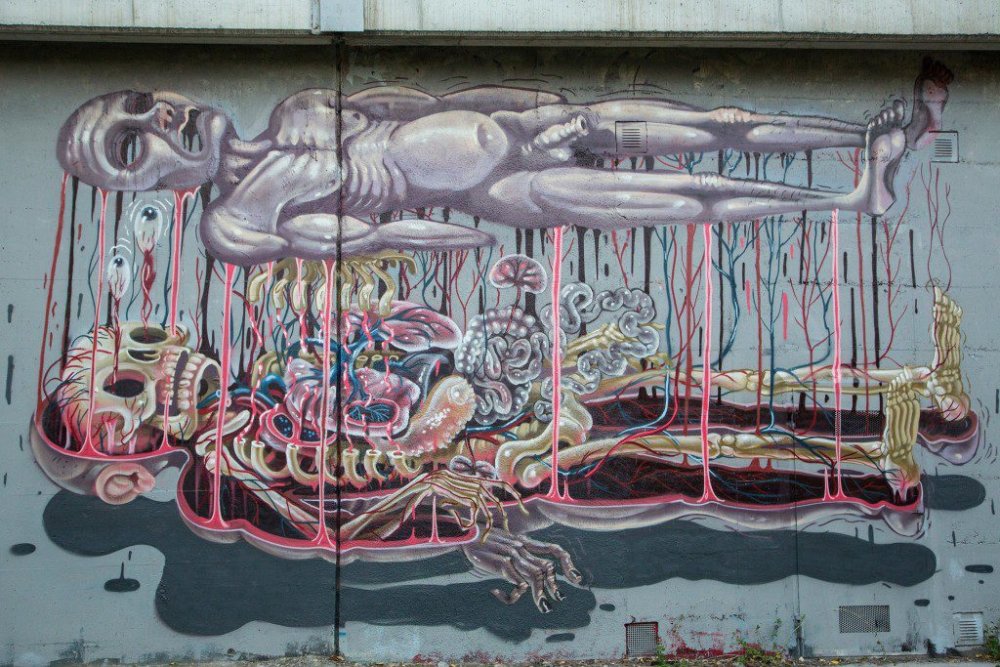 Surrealist Murals Of Anatomical Figures By Austrian Artist Nychos 5