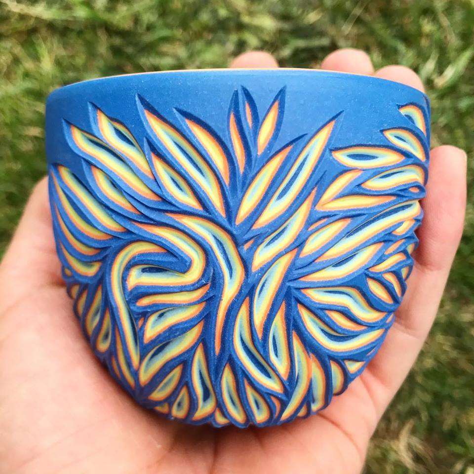 Wonderful Ceramics With Colorful Multi Layered Streaks Carved Onto Their Surfaces By Sean Forest Roberts 4