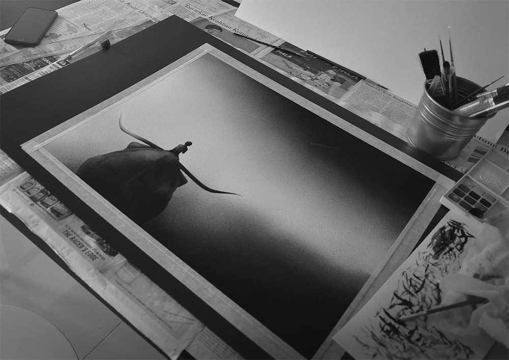 Dreamy Black And White Watercolors That Depict A Unique Connection Between Animals And Children By Elicia Edijanto 8