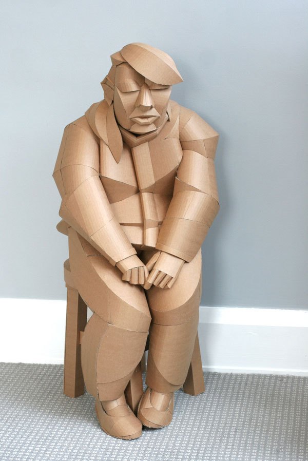 Magnificent Figurative Sculptures Made Entirely Out Of Cardboard By Warren King 10