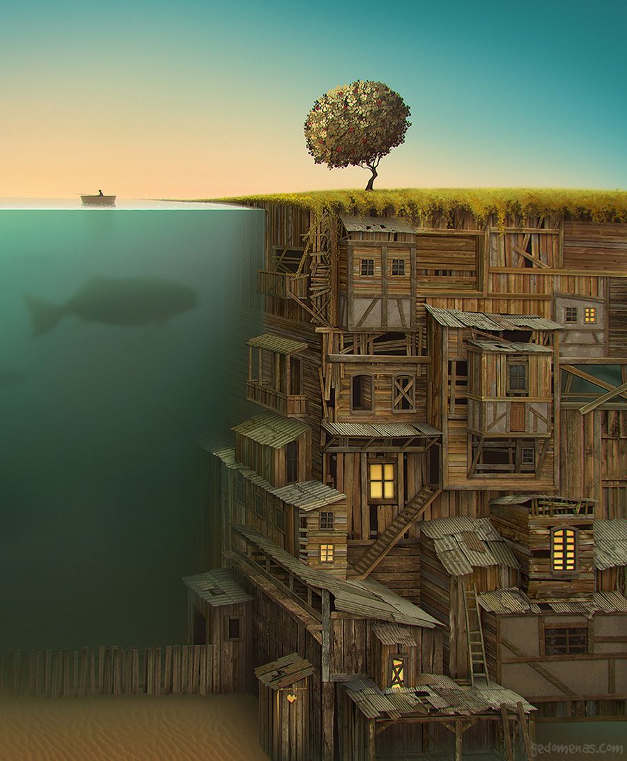 Time - Dreamlike Landscapes Awesome Surrealist Illustrations By Gediminas Pranckevicius