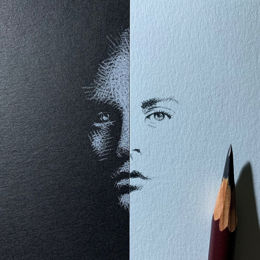 Inverted Marvelous Drawings And Sketches Made With White Pencil On Black Paper By Kay Lee 20