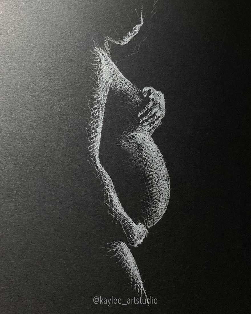 Inverted Marvelous Drawings And Sketches Made With White Pencil On Black Paper By Kay Lee 21