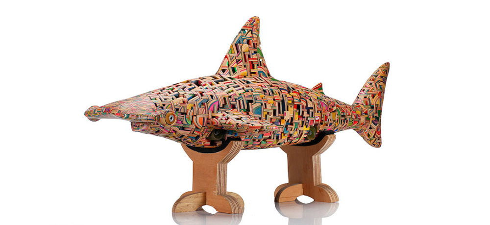 Stunning Colorful Sculptures Made Out Of Old Skateboards By Haroshi 12