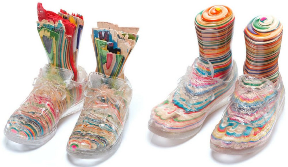 Stunning Colorful Sculptures Made Out Of Old Skateboards By Haroshi 14
