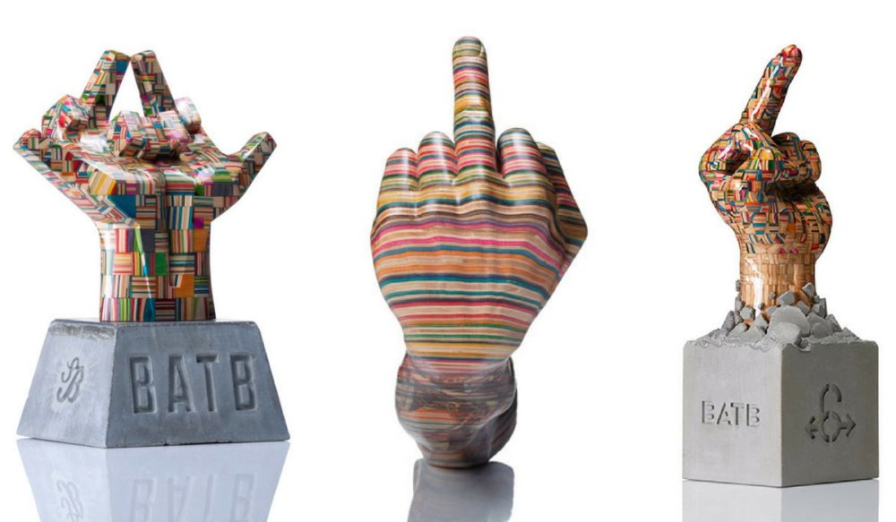 Stunning Colorful Sculptures Made Out Of Old Skateboards By Haroshi 17