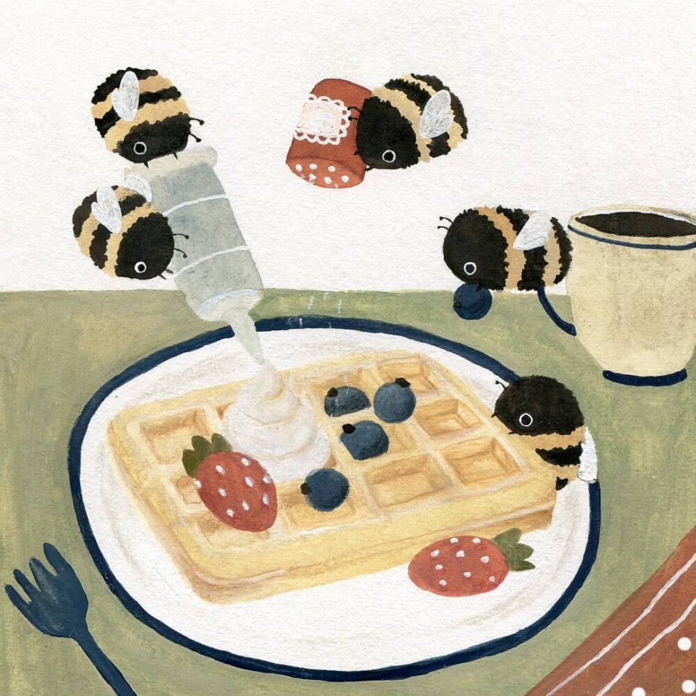 Cute Bee Illustrations Made With Watercolor Colored Pencils By Lara Hacker 10