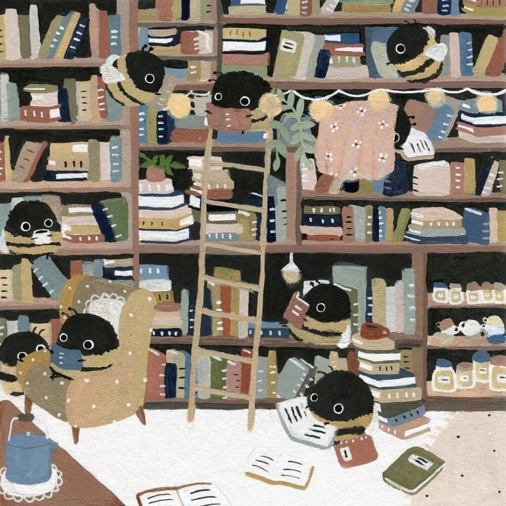 Cute Bee Illustrations Made With Watercolor Colored Pencils By Lara Hacker 2