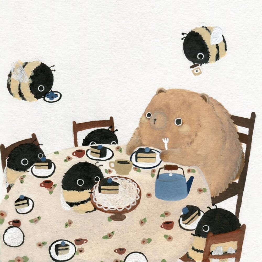 Cute Bee Illustrations Made With Watercolor Colored Pencils By Lara Hacker 3