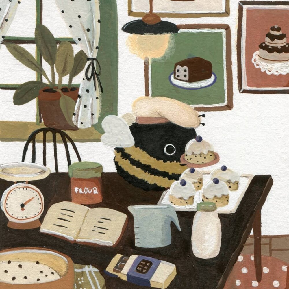 Cute Bee Illustrations Made With Watercolor Colored Pencils By Lara Hacker 8