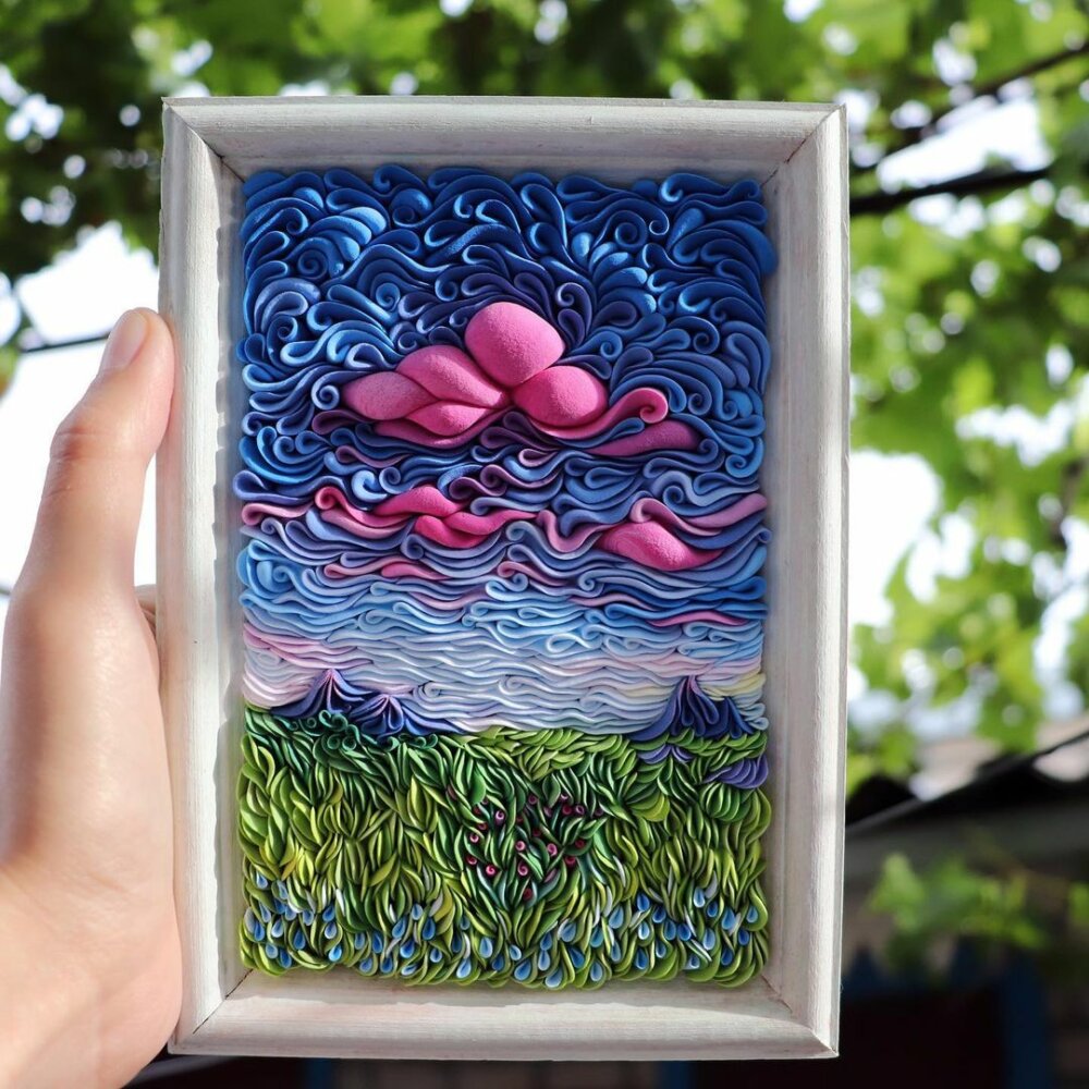 Petals Impressionism Stunning Air Dry Polymer Clay Panels Of Floral Landscapes By Alisa Laryushkina 9