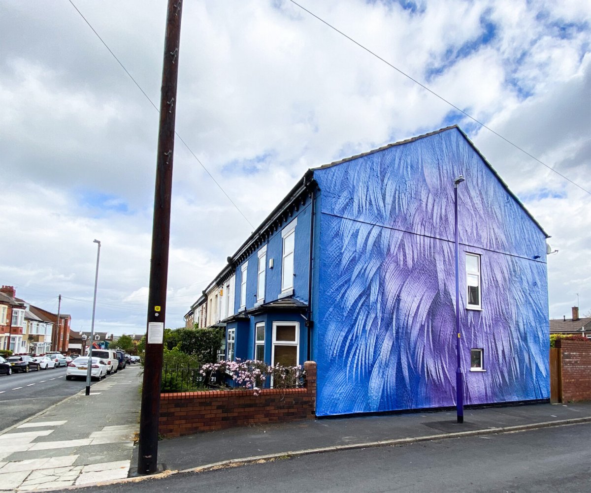 Vibrant Murals Of Colored Feathers By Adele Renault 3