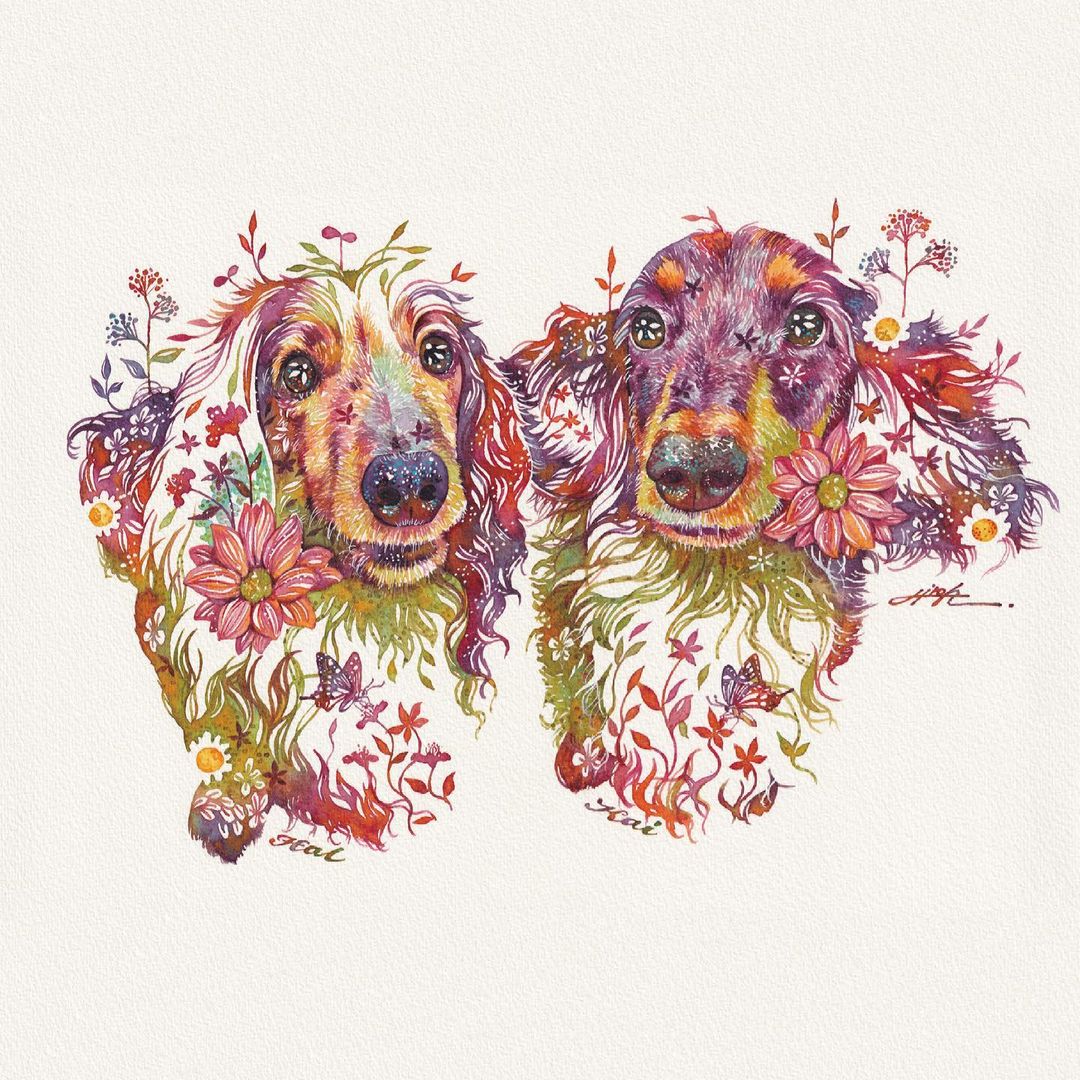Fascinating Animal Watercolors Shaped With Florals By Hiroki Takeda 10