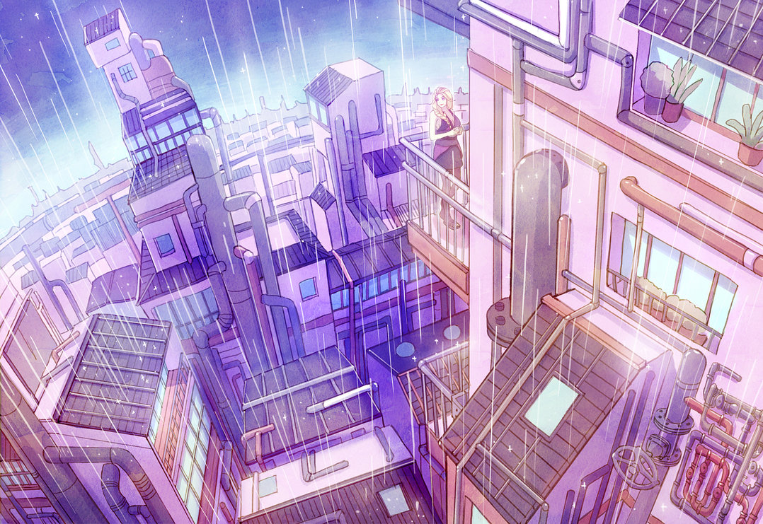 Rainy Day In Amegakure By Caring Wong