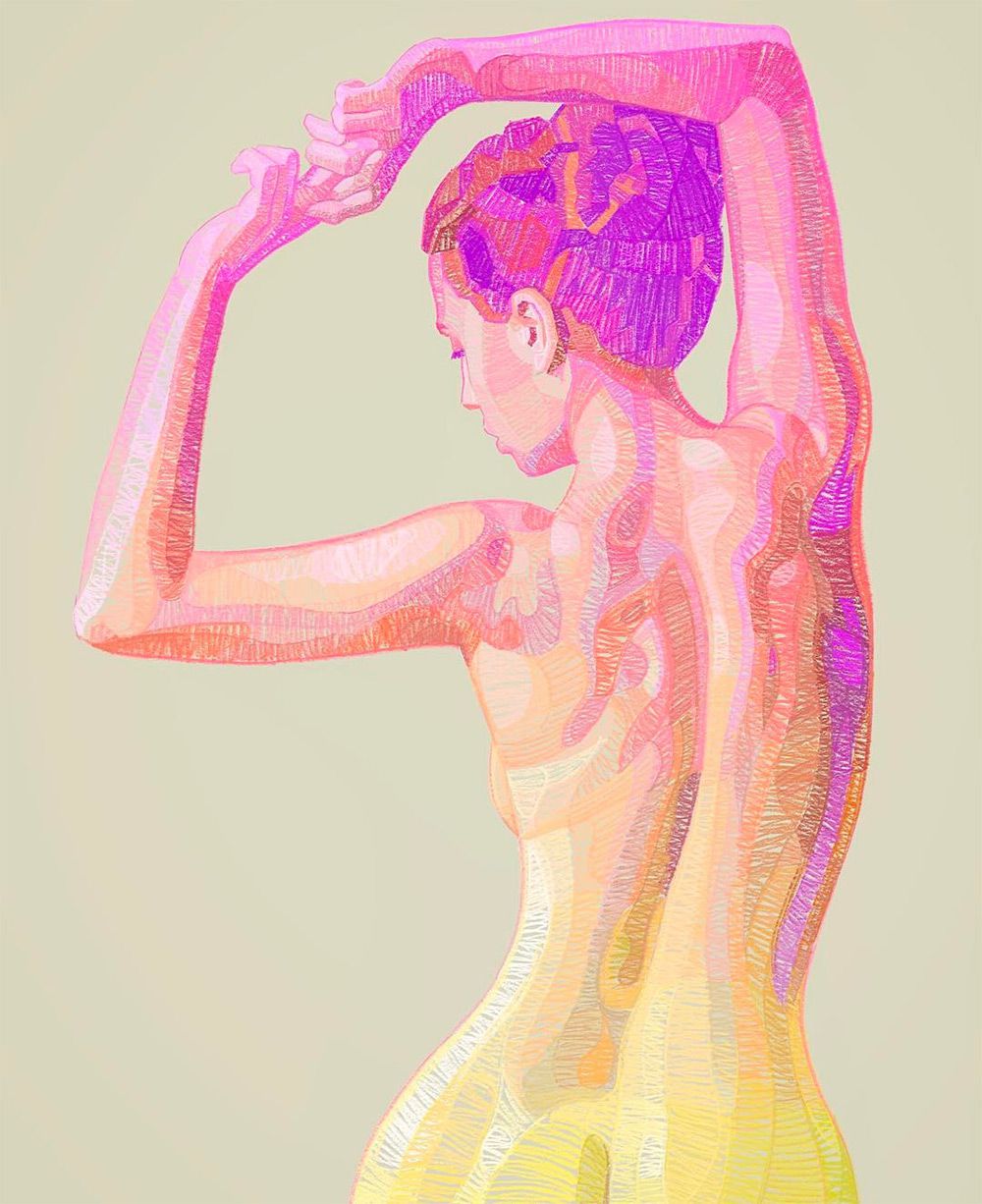 Superb Sketches Of Hands Portraits And Other Figures Composed Of Multicolored Geometric Forms By Lui Ferreyra 4